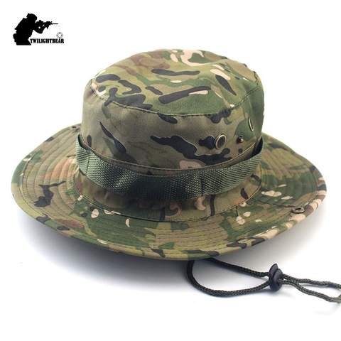 Boonie-sombreros de camuflaje militar para hombre y mujer, sombrero de pescador informal para exteriores, de alta calidad, 26 colores, caza, senderismo, pesca, escalada, KA23 ► Foto 1/6