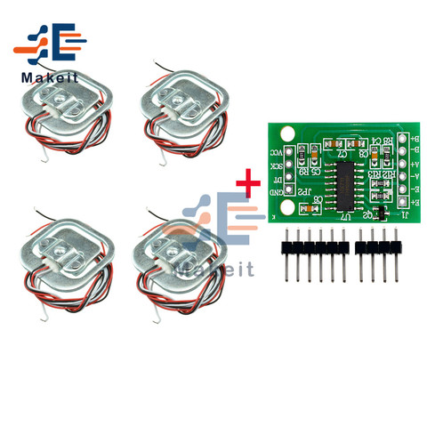 Sensor de pesaje de doble canal HX711, módulo de CA de carga corporal, sensores de presión + 4 Uds., 50kg ► Foto 1/6