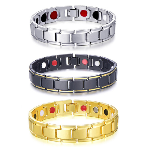 Pulsera magnética de hematita para hombre y mujer, brazalete de terapia para el cuidado de la salud con hebilla de gancho, joyería de moda ► Foto 1/6