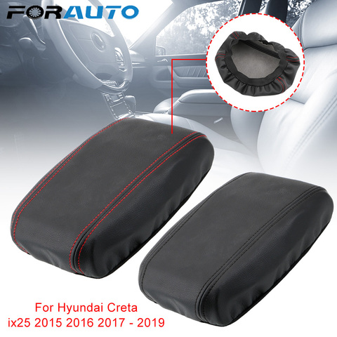 Para Hyundai Creta ix25 2015, 2016, 2017 - 2022 caja para reposabrazos Central de coche cubierta centro de la consola funda protectora de la PU de La microfibra de cuero ► Foto 1/6