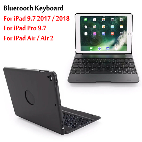 Teclado con tapa superior para iPad 9,7, 2017/2022, 5. ª y 6. ª generación, carcasa de teclado Bluetooth inalámbrico, Air 2/Pro, 9,7 ► Foto 1/1