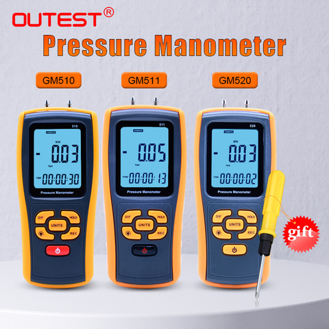 Manómetro Digital de alta precisión, micropresión, medidor de presión diferencial, indicador de presión de aire GM510/GM511/GM520 ► Foto 1/6