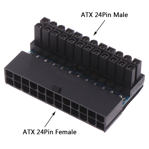 ATX-adaptador de enchufe de 24 Pines, 90 grados, 24 pines a 24 Pines, placa base, conectores de alimentación modulares para Cables de fuente de alimentación ► Foto 1/6