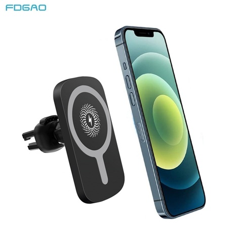 Soporte magnético de carga inalámbrica para coche, soporte magnético de 15W para iPhone 12 Mini Pro Max, cargador inalámbrico de carga rápida, soporte para teléfono de coche ► Foto 1/6