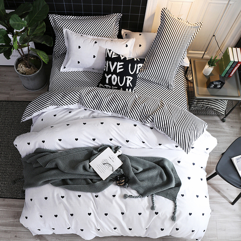 De moda ropa de cama juegos de cama de estilo Simple funda nórdica hoja plana ropa de cama conjunto completa rey solo reina cama de 2022 ► Foto 1/6