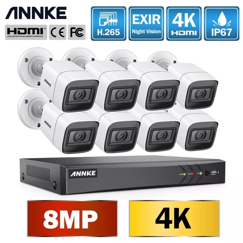 ANNKE 4K Ultra HD 8CH DVR Kit H.265 cámara CCTV sistema de seguridad 8MP sistema CCTV IR Visión Nocturna exterior Video vigilancia Kits ► Foto 1/6