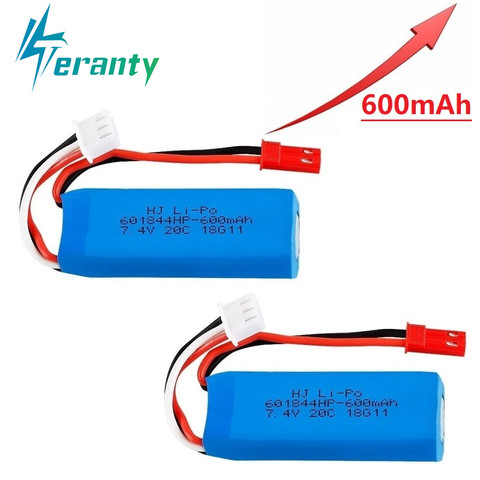 7,4 V 600mAh 20C Lipo batería para WLtoys K969 K979 K989 K999 P929 P939 RC piezas del coche 2s 7,4 v batería 2 unids/lote ► Foto 1/1