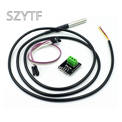 DS18B20 Módulo Sensor de temperatura Kit impermeable 100CM Digital Cable Sensor Sonda de acero inoxidable adaptador de Terminal para Arduino ► Foto 1/3