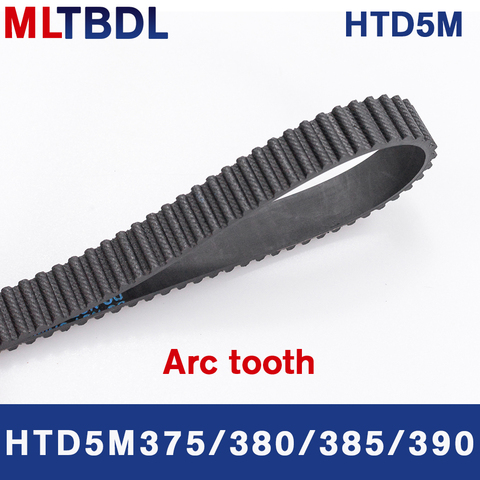 HTD 5M momento cinturón 375/380/385/390mm de longitud 10/15/20/25mm de ancho mm, paso de 5mm de goma correa de polea dientes 75, 76, 77, 78 correa síncrona ► Foto 1/6