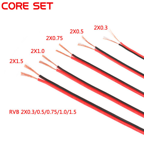 Cable de cobre eléctrico RVB de 1 metro, Cable de goma LED rojo y negro de 2 pines, Cable extensible aislado para Audio de coche, Cable de altavoz de PVC ► Foto 1/5