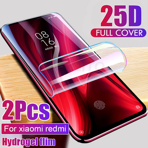 2 uds 25D Protector de pantalla hidrogel de película para Xiaomi Redmi Nota 9 8 7 K20 K30 Pro 9S película protectora para Xiaomi Mi 10 Mi 9 Mi 8 A3 ► Foto 1/6