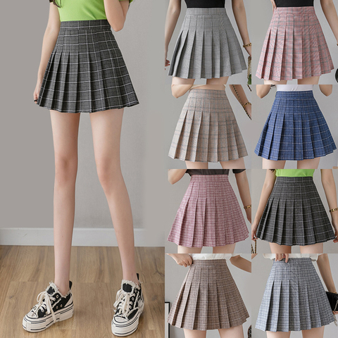 Faldas a cuadros Kawaii de alta A-line Mini faldas de talla grande de verano Harajuku uniforme coreano Escuela Japonesa - Historial precios y revisión | Vendedor de AliExpress -