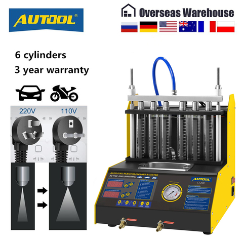 Autool-Máquina de limpieza de inyectores de combustible de coche, probador de limpiador ultrasónico automático, 6 cilindros de gasolina, CT200, mejor que el Launch CNC602A ► Foto 1/6