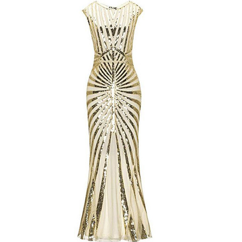 Vestido largo Formal de sirena, vestido de fiesta con lentejuelas, 1920s ► Foto 1/1