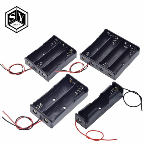Caja de almacenamiento de batería de plástico negro, 1x2x3x4x18650, 1, 2, 3 y 4 ranuras, contenedor con Clip para baterías, alfiler de plomo ► Foto 1/5