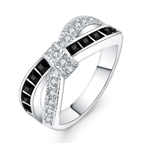 8 colores de color de plata para las mujeres boda de cristal blanco anillo de color dorado de compromiso anillos de joyería de moda tamaño 6-12 ► Foto 1/6