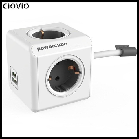 CIOVIO con cable, enchufe de cubo de alimentación para hogar inteligente, adaptador de CIOVIO, tira de alimentación, enchufes múltiples conmutados ► Foto 1/6