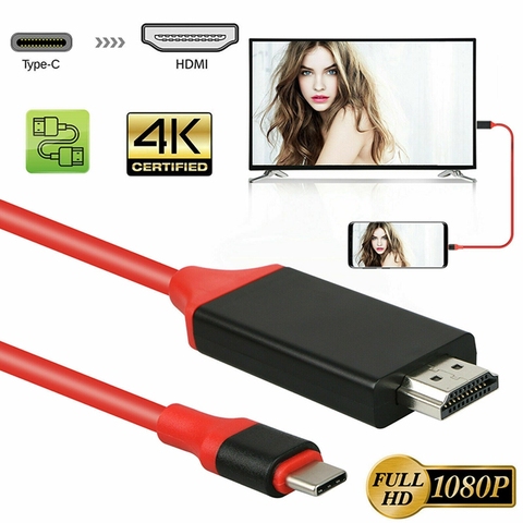 USB 3,1 tipo C a HDMI compatible con 4K/1080P Cable adaptador 2M tipo C a HDMI compatible con para MacBook para Samsung Galaxy S9/S8 ► Foto 1/6