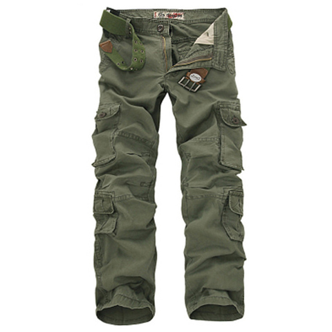 Pantalones militares de carga para hombre, pantalón táctico suelto holgado, informal, de algodón, con múltiples bolsillos, talla grande ► Foto 1/6