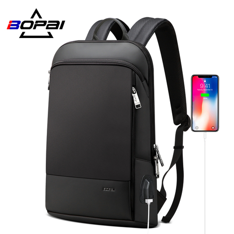 BOPAI-mochila para ordenador portátil para hombre y mujer, morral de 15 pulgadas resistente al agua con puerto USB, antirrobo, para negocios ► Foto 1/6