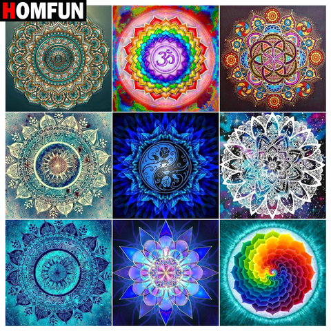 HOMFUN-pintura de diamantes redondos cuadrados 5D, artesanías con motivo ambiental, bordado de diamantes completo, caleidoscopio de Mandala, decoración del hogar ► Foto 1/6