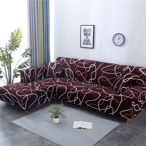 Funda de sofá elástica de envoltura ajustada, cubierta de sofá geométrica de 2 piezas, esquina seccional, estilo L ► Foto 1/6