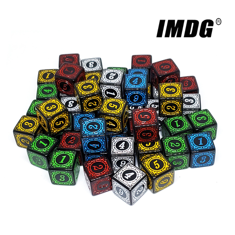 10 unids/pack acrílico D6 patrón tallado dados 6-lados accesorios poliedro de DND Dice Digital juego de dados ► Foto 1/6