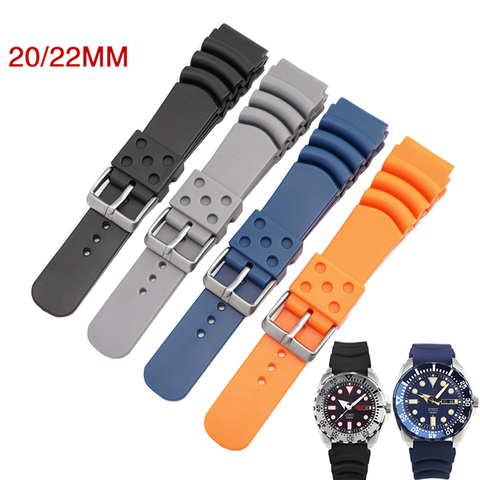 Correa de reloj de goma de buceo para hombre, pulsera deportiva de silicona resistente al agua de 20mm y 22mm para Seiko Scuba Diver para Casio ► Foto 1/6