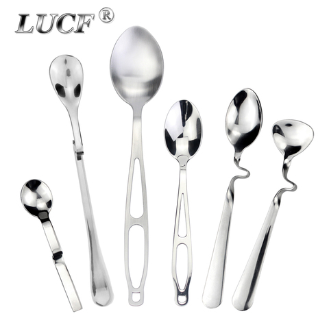 LUCF-cuchara de té creativa de acero inoxidable, cuchara de café divertida, cucharas de azúcar de metal, cubiertos para café, bebidas, envío rápido ► Foto 1/6