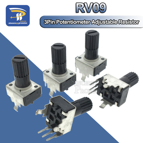 Eje Vertical RV09 de 12,5mm, 1K, 2K, 5K, 10K, 20K, 50K, 100K, 1M, 0932, resistencia ajustable, potenciómetro rotativo con sello de 9 tipos y 3 pines, 10 Uds. ► Foto 1/6