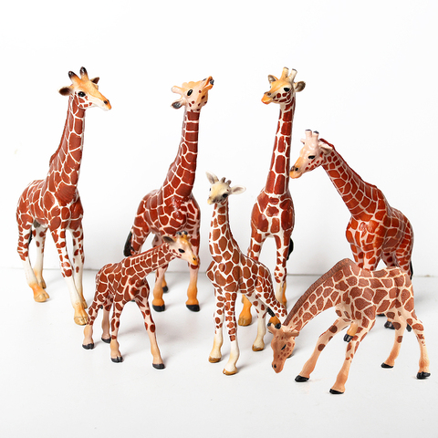 Figuras realistas de jirafa con cachorro de jirafa, modelo de animales de Safari, juego familiar, juguete educativo, Decoración de Pastel, regalo ► Foto 1/6
