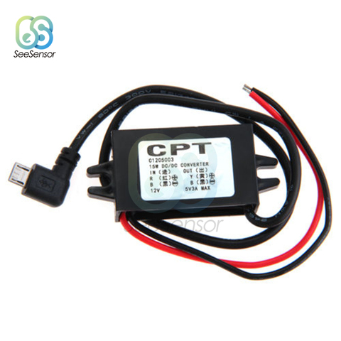 DC/DC 12V a 5V 3A 15W de potencia del coche convertidor Buck regulador Micro USB paso Tensión de fuente de alimentación adaptador de salida ► Foto 1/5