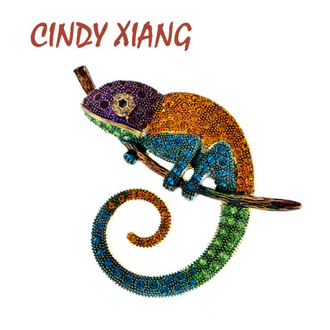 CINDY XIANG-broche de camaleón lagarto grande, Pin de abrigo de Animal, diamantes de imitación, joyería de moda, accesorios de esmalte, adornos, 3 colores a elegir ► Foto 1/6