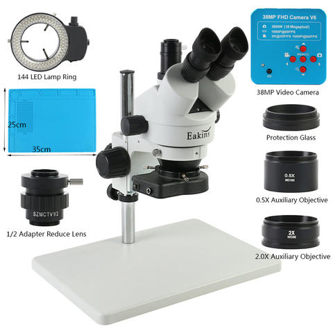 38MP 2K USB HDMI cámara de vídeo Digital 3.5X-90X simul-microscopio Trinocular focal estéreo para el teléfono soldadura PCB herramienta de reparación ► Foto 1/6