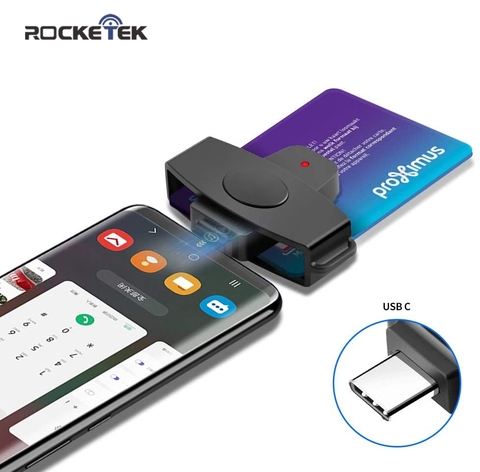 Rocketek USB tipo c lector de tarjetas inteligentes banco de memoria EMV electrónico DNIE dni citizen sim cloner conector adaptador teléfonos Android ► Foto 1/6