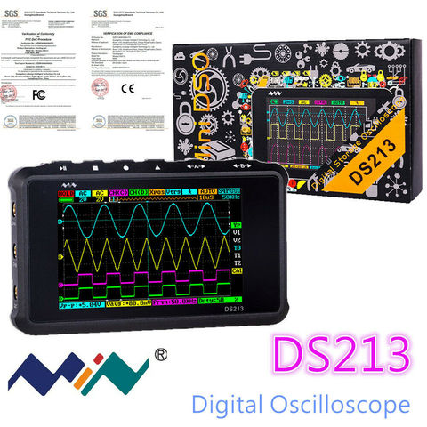 DS213 MINI osciloscopio Digital Pantalla LCD portátil 4 canales 15MHz 100 MS/S osciloscopio USB de almacenamiento de bolsillo ► Foto 1/6