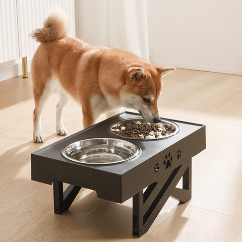 Los perros doble no-Slip tazón ajustable Heights Gato alimentos alimentación platos hondos pequeño mediano grande perros alimentador de agua extraíble tazón ► Foto 1/6