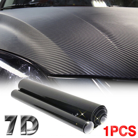 1 rollo de película de revestimiento para coche de vinilo de fibra de carbono 7D de 152cm, pegatinas para coche, accesorios de estilo de coche para motocicleta ► Foto 1/3