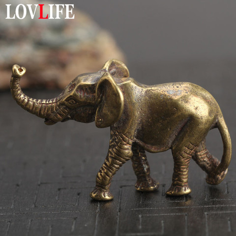 Colgante para llaveros de elefante de latón antiguo, adornos pequeños Retro hechos a mano, mesa de cobre, decoración de escritorio, accesorios DIY ► Foto 1/6