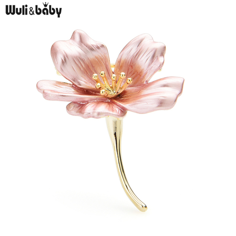 Wuli & baby-broches de flores esmaltadas para mujer, broche de 3 colores para bodas, banquetes, oficina, regalos ► Foto 1/5