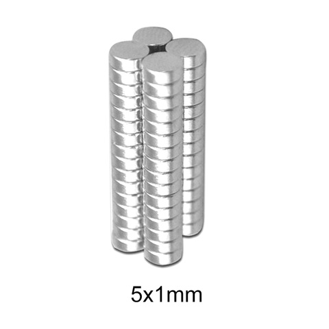 Imán de neodimio 5x1, imanes redondos pequeños de 5mm x 1mm, imanes permanentes de neodimio potentes de 5x1mm, 50 ~ 3000 Uds. ► Foto 1/6