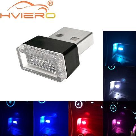 Luces LED de ambiente con USB para coche, Lámpara decorativa de emergencia, luz de bienvenida, portátil, Plug & Play, rojo, azul, Interior ► Foto 1/6