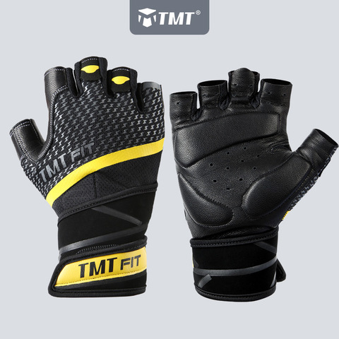 TMT-guantes de cuero de oveja para hombre, para Mancuernas Fitness, gimnasio, Crossfit, levantamiento de pesas, deportes transpirables, entrenamiento de ciclismo, ejercicios de motocicleta ► Foto 1/6