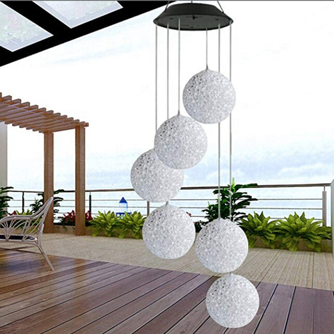 Campanas de viento solares LED, lámpara colgante Multicolor, luz de campana de viento impermeable, iluminación para fiestas al aire libre, decoración de jardín y Noche ► Foto 1/6