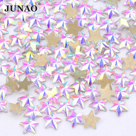 JUNAO-50 Uds. De diamantes de imitación para decoración de uñas, Cristal AB brillante de 5mm para decoración artística de uñas, pegatina de piedras no fijadas en caliente ► Foto 1/6