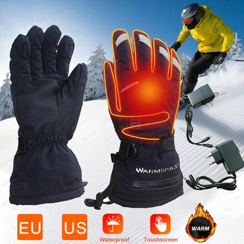 Guantes de calefacción para motocicleta recargables, antideslizantes, con pantalla táctil, 5 velocidades, ajustables, cálidos, con carga USB, para invierno ► Foto 1/6