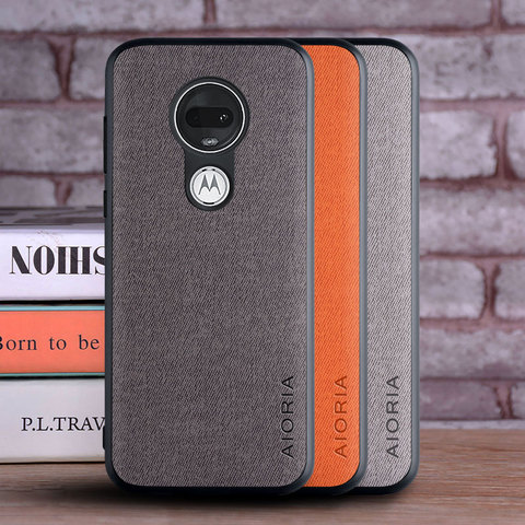 Caso para Moto G7 G6 más G8 jugar coque de textiles de cuero skin de TPU blando teléfono funda para motorola moto g7 Plus funda ► Foto 1/6