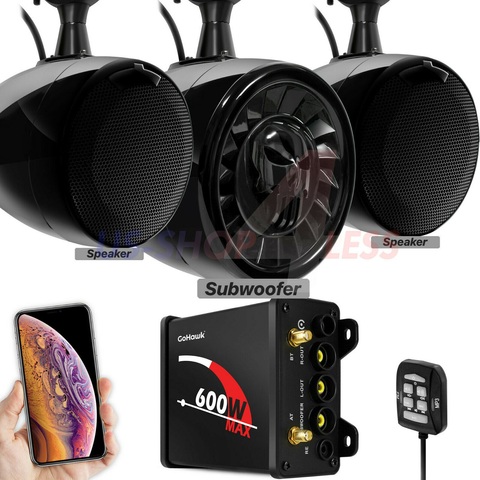 Aieap 600W amplificador de Audio para motocicleta sistema ATV UTV RZR Polaris WildCat estéreo marítimo Bluetooth Radio con Subwoofer ► Foto 1/6