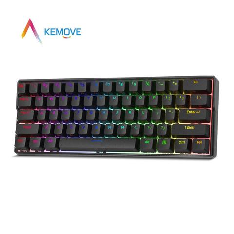 KEMOVE-Teclado mecánico SHADOW 60%, Gateron negro, interruptor intercambiable, retroiluminación RGB, teclado Bluetooth USB de Gaming 5,1 ► Foto 1/6