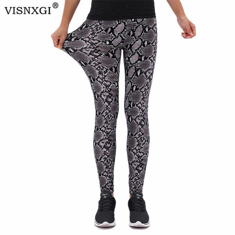 VISNXGI estampado de serpiente polainas de las mujeres Pantalones Fitness deportes alta cintura de pantalones de realce de talla grande tobillo-tamaño de la longitud S-XXXL ► Foto 1/6